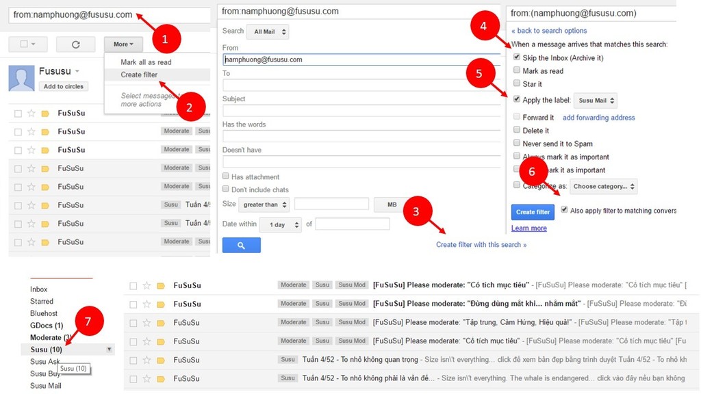 các bước tạo filter cho mail :)