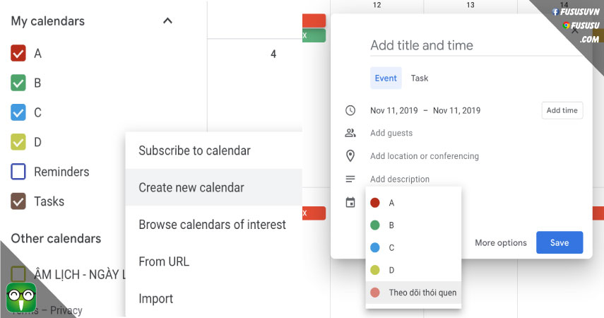 cách theo dõi thói quen với google calendar